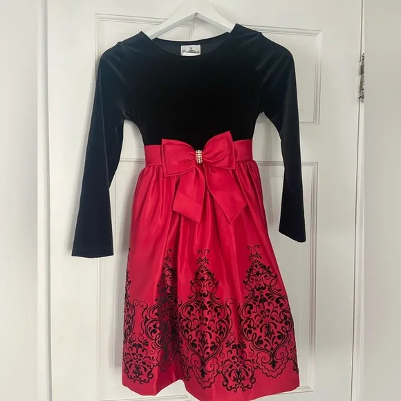 sachin and babi light blue dress Rare Editions Girls Red Velvet Christmas Dress Size 4 Long Sleeve Holiday